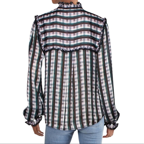 Jason Wu Striped Plaid Ruffle Blouse - Picture 8 of 15